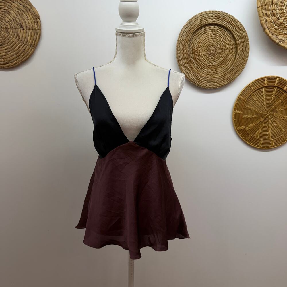 Free People Satin Tie Back Tank Top Large